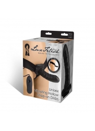 Чёрный полый страпон с вибрацией Unisex Vibrating Hollow Strap-On - 14 см. - Lux Fetish - купить с доставкой в Новомосковске
