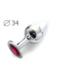 Коническая серебристая анальная втулка с малиновым кристаллом - 8,2 см. - Anal Jewelry Plug - купить с доставкой в Новомосковске