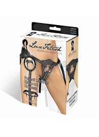 Черные трусики для страпона из патентованной кожи - Lux Fetish - купить с доставкой в Новомосковске