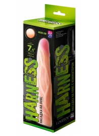 Телесная насадка с венками на Harness с коннектором GREEN LINE - 18 см. - LOVETOY (А-Полимер) - купить с доставкой в Новомосковске