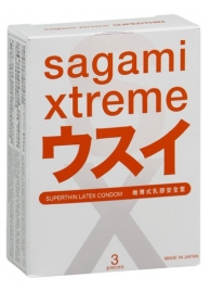 Ультратонкие презервативы Sagami Xtreme SUPERTHIN - 3 шт. - Sagami - купить с доставкой в Новомосковске