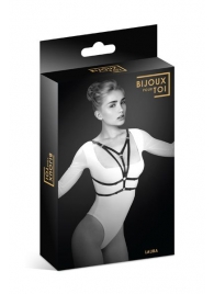 Черная упряжь на грудь Laura - Bijoux Pour Toi - купить с доставкой в Новомосковске