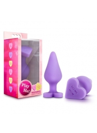 Фиолетовая анальная пробка Naughty Candy Heart Do Me Now - 8,9 см. - Blush Novelties - купить с доставкой в Новомосковске