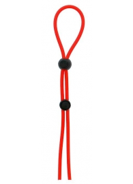 Красное лассо на пенис с двумя бусинами STRETCHY LASSO CAGE - Dream Toys - в Новомосковске купить с доставкой