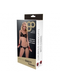 Красно-чёрные наручники на металлической цепочке - Blush Novelties - купить с доставкой в Новомосковске