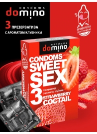Презервативы для орального секса DOMINO Sweet Sex с ароматом клубничного коктейля  - 3 шт. - Domino - купить с доставкой в Новомосковске