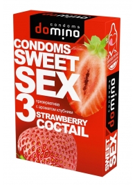 Презервативы для орального секса DOMINO Sweet Sex с ароматом клубничного коктейля  - 3 шт. - Domino - купить с доставкой в Новомосковске