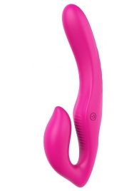 Ярко-розовый безремневой страпон REMOTE DOUBLE DIPPER - 22 см. - Dream Toys - купить с доставкой в Новомосковске