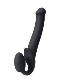 Черный безремневой страпон Silicone Bendable Strap-On M - Strap-on-me - купить с доставкой в Новомосковске