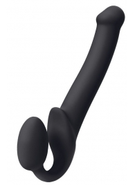 Черный безремневой страпон Silicone Bendable Strap-On M - Strap-on-me - купить с доставкой в Новомосковске