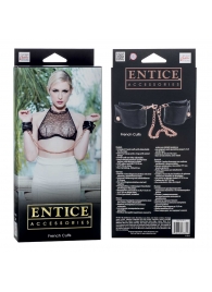 Черные мягкие наручники Entice French Cuffs с цепью - California Exotic Novelties - купить с доставкой в Новомосковске