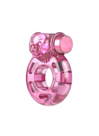 Розовое эрекционное кольцо с вибрацией Pink Bear - Baile - в Новомосковске купить с доставкой