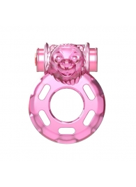 Розовое эрекционное кольцо с вибрацией Pink Bear - Baile - в Новомосковске купить с доставкой