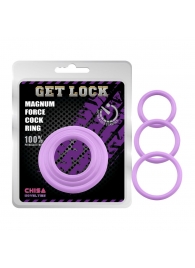 Набор из 3 сиреневых эрекционных колец Magnum Force Cock Ring - Chisa - в Новомосковске купить с доставкой