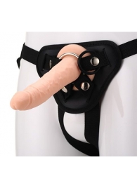 Телесный страпон на черных трусиках STRAP ON REAL DILDO - 20 см. - Dream Toys - купить с доставкой в Новомосковске