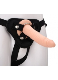 Телесный страпон на черных трусиках STRAP ON REAL DILDO - 20 см. - Dream Toys - купить с доставкой в Новомосковске