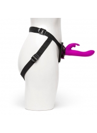 Лиловый страпон Rechargeable Vibrating Strap-On Harness Set - 17,6 см. - Happy Rabbit - купить с доставкой в Новомосковске