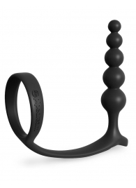 Черная анальная цепочка с эрекционным кольцом Ass-gasm Cockring Anal Beads - Pipedream - в Новомосковске купить с доставкой