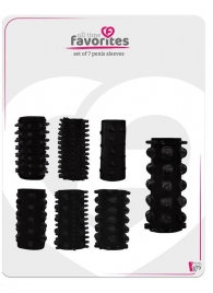 Набор из 7 черных насадок PENIS SLEEVES SET - Dream Toys - в Новомосковске купить с доставкой