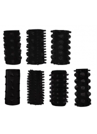 Набор из 7 черных насадок PENIS SLEEVES SET - Dream Toys - в Новомосковске купить с доставкой