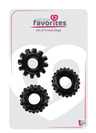 Набор из 3 черных эрекционных колец SET OF 3 COCKRINGS - Dream Toys - в Новомосковске купить с доставкой