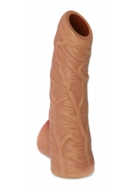 Телесная открытая насадка-реалистик с подхватом мошонки Nude Sleeve L - 14 см. - KOKOS - в Новомосковске купить с доставкой