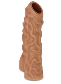 Телесная насадка с венками и открытой головкой Nude Sleeve L - 14 см. - KOKOS - в Новомосковске купить с доставкой