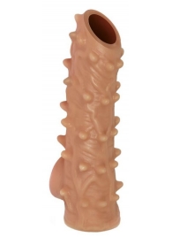 Телесная насадка с шипами и открытой головкой Nude Sleeve L - 14 см. - KOKOS - в Новомосковске купить с доставкой