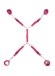 Ярко-розовый набор фиксаций на кровати Classic Bed Spreader - Lux Fetish - купить с доставкой в Новомосковске