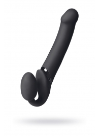 Черный безремневой вибрострапон Vibrating Bendable Strap-On L - Strap-on-me - купить с доставкой в Новомосковске