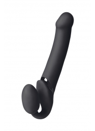Черный безремневой вибрострапон Vibrating Bendable Strap-On L - Strap-on-me - купить с доставкой в Новомосковске
