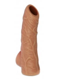 Телесная открытая насадка-реалистик с подхватом мошонки Nude Sleeve S - 10 см. - KOKOS - в Новомосковске купить с доставкой