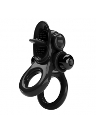 Черное эрекционное кольцо с подхватом мошонки и стимулятором клитора Passionate Ring - Baile - в Новомосковске купить с доставкой