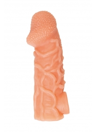 Телесная закрытая насадка с венками Cock Sleeve Size L - 17,6 см. - KOKOS - в Новомосковске купить с доставкой