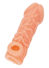 Телесная закрытая насадка с венками Cock Sleeve Size L - 17,6 см. - KOKOS - в Новомосковске купить с доставкой