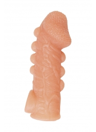 Телесная закрытая насадка с шишечками Cock Sleeve Size L - 17,6 см. - KOKOS - в Новомосковске купить с доставкой