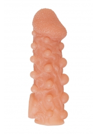 Телесная закрытая насадка с шариками Cock Sleeve Size M - 15,6 см. - KOKOS - в Новомосковске купить с доставкой
