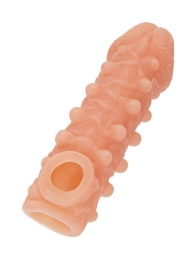 Телесная закрытая насадка с шариками Cock Sleeve Size M - 15,6 см. - KOKOS - в Новомосковске купить с доставкой