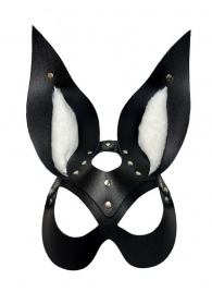 Черная маска зайки с белым мехом на ушках Miss Bunny - БДСМ Арсенал - купить с доставкой в Новомосковске