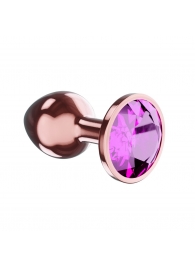Пробка цвета розового золота с лиловым кристаллом Diamond Quartz Shine L - 8,3 см. - Lola Games - купить с доставкой в Новомосковске