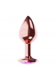Пробка цвета розового золота с лиловым кристаллом Diamond Quartz Shine L - 8,3 см. - Lola Games - купить с доставкой в Новомосковске