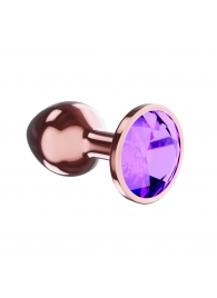 Пробка цвета розового золота с фиолетовым кристаллом Diamond Amethyst Shine L - 8,3 см. - Lola Games - купить с доставкой в Новомосковске