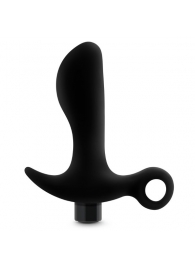 Черный анальный вибратор Silicone Vibrating Prostate Massager 01 - 10,8 см. - Blush Novelties - в Новомосковске купить с доставкой