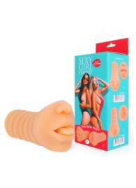 Телесный мастурбатор-ротик с высунутым язычком - Bior toys - в Новомосковске купить с доставкой
