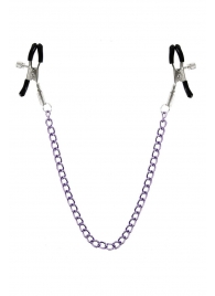 Зажимы для сосков с фиолетовой цепочкой Sweet Caress Nipple Chain - Sweet Caress - купить с доставкой в Новомосковске