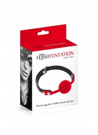 Красный кляп-шарик на черных ремешках - Fetish Tentation - купить с доставкой в Новомосковске