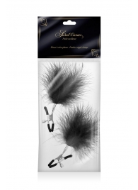 Зажимы на соски с черными пуховыми кисточками Sweet Caress Feather Nipple Clumps - Sweet Caress - купить с доставкой в Новомосковске