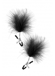 Зажимы на соски с черными пуховыми кисточками Sweet Caress Feather Nipple Clumps - Sweet Caress - купить с доставкой в Новомосковске