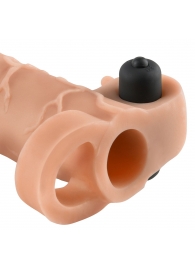 Телесная вибронасадка с кольцом Vibrating Real Feel 2 Extension - 16 см. - Pipedream - в Новомосковске купить с доставкой