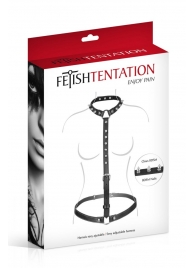 Черная упряжь на тело с шипами на ошейнике - Fetish Tentation - купить с доставкой в Новомосковске